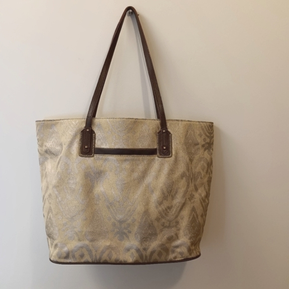 Stella & Dot La Totale Medium Tote Bag Metallic Ikat Print - Picture 3 of 10
